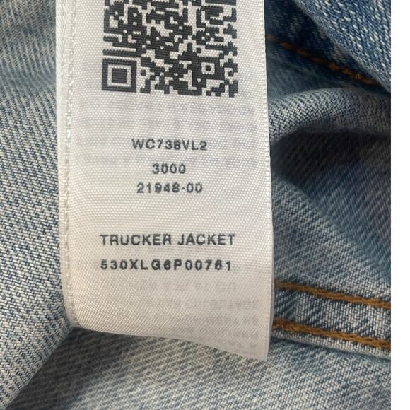 True Religion Make Art Not War Painted Denim Jean Jacket Distressed - Size Large - Picture 8 of 9